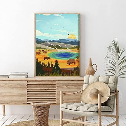 cupmod 6 Packs Paint by Number for Adults Beginners,National Park Painting by Number Kits on Canvas Without Frame,Lanscape Craft Arts for Home Wall Decor - Image 5