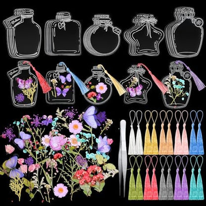 Taobary 91 Pcs DIY Dried Flowers Bookmarks Transparent, Vintage Color by TaoBary