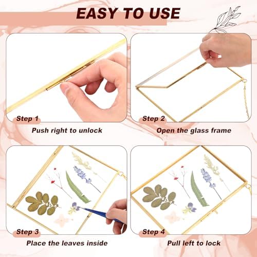 Barydat 12 Pcs Pressed Flower Frame Floating Glass Frames, 5"x7", Gold - Image 4