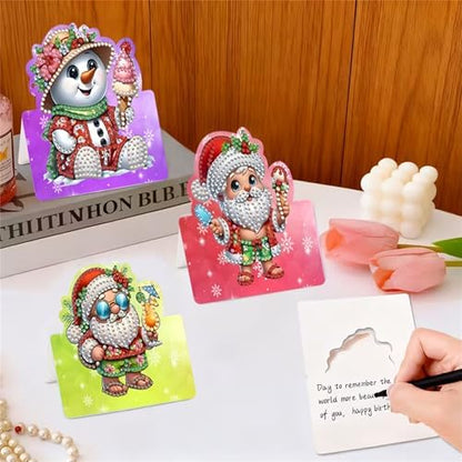 6 pack 3D Christmas Diamond Painting Greeting Cards Kit, Diamond Art Birthday Cards with Envelopes,DIY Thank You Card Making Craft for Adults,Handmade Greeting Card Supplies Gift Idea (Christmas) - Image 5