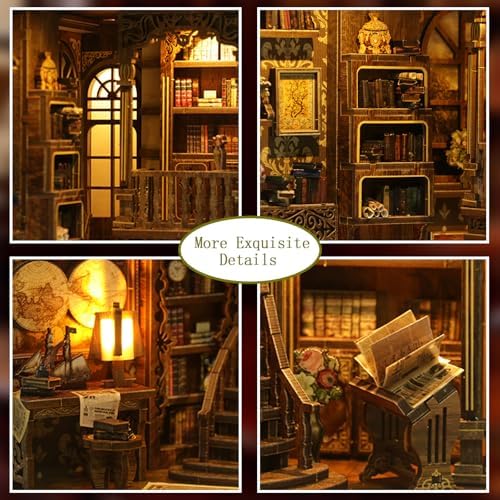 YSWOOD WORLD Book Nook Kit, DIY Miniature House 3D Wooden Puzzle for Adults - Image 4