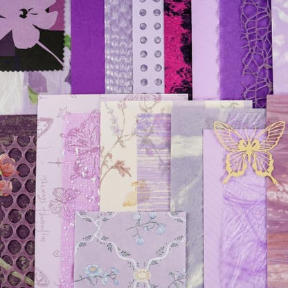 50 Sheets Purple Scrapbook Paper, A5 Scrapbooking Textured Decor Papers - Image 3
