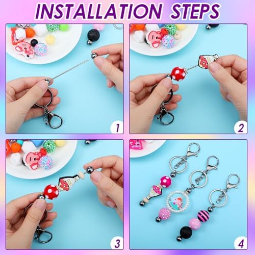 Sasylvia 60 Pcs Beadable Keychain Bars Bulk,Gun Black - Image 4