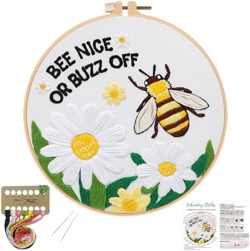 Louise Maelys Bee Embroidery Kit Funny Daisy Quote DIY Craft by LouiseMaelys