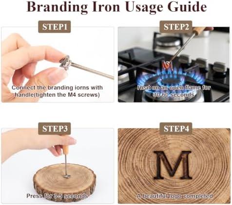 Alphabet Branding Iron, 1/2" Steel Letter(26Pcs) with 3 Handles & 1 Gloves - Image 4