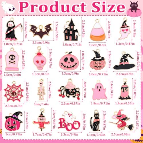 MARFOREVER 40 Pcs/20 Pairs Pink Halloween Charms for Jewelry Making - Image 2