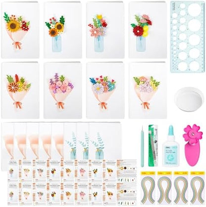 saijoyz Paper Quilling Card Making Kit, 10 Pack 140x200mm Cards with 720 Strips, DIY Craft Set for Birthday Mother's Day Valentine's Day Gifts by Unknown