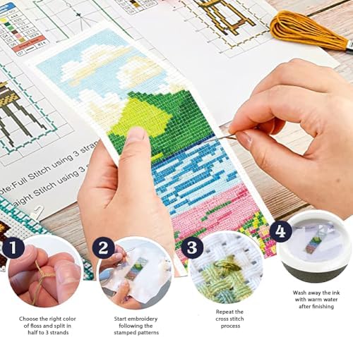 ORIGACH 6 Set Spring Pastoral Landscape Cross Stitch Bookmark Kit - Image 4