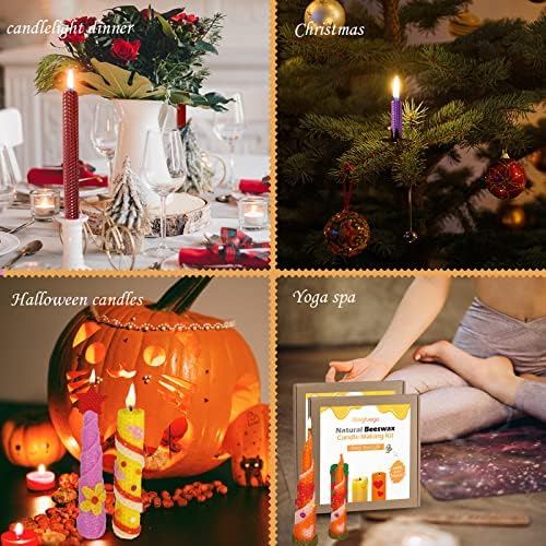 Bingfuego Beeswax Candle Making Kit for Beginners-12 Beeswax Sheets for Candle Making Rolling Kits, Natural Beeswax Candle Making Kit (Classic Color, 10 x 8 inch) - Image 3