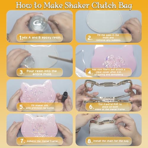 Resin Shaker Purse Mold Kits for 6inch Heart Clutch Bag Making Set of 9 - Image 4