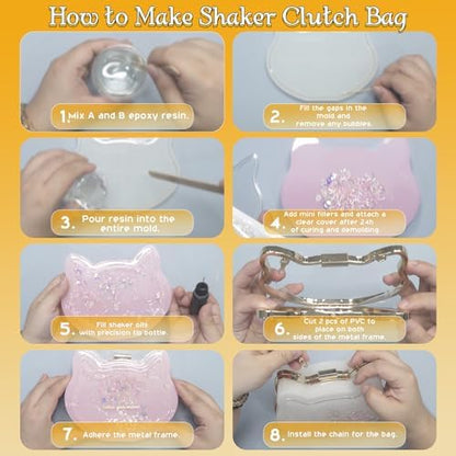Resin Shaker Tray Clutch Purse Complete Set Large Rectangle Bag DIY Kits with Accessories - Image 4