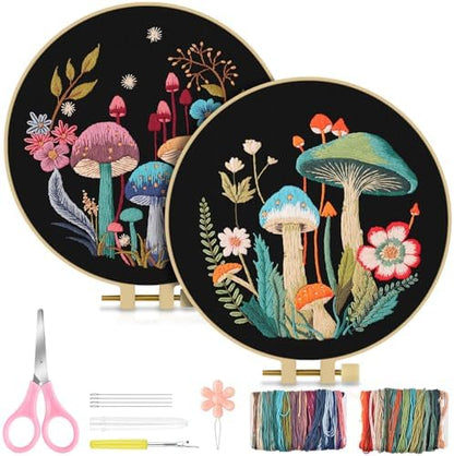 TINDTOP 2 Pack Embroidery Kit for Adult, Embroidery DIY Starter Kit by TINDTOP