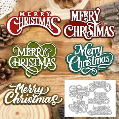 Scrapbooking Die-Cuts, Christmas Metal Cutting Dies for Card Making, Paper Craft Punch Template, Background Embossing Stencils, DIY Album Décor (Merry Christmas Set-14.3x11.4cm) by FAWENUCY