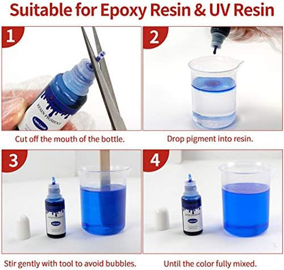 Epoxy Resin Pigment - 24 Colors Non-Toxic Epoxy Resin Dye Liquid for Resin Coloring, Resin Jewelry Making - Concentrated Epoxy Resin Color Pigment for Art, Paint, Crafts - 0.35oz Each - Image 6