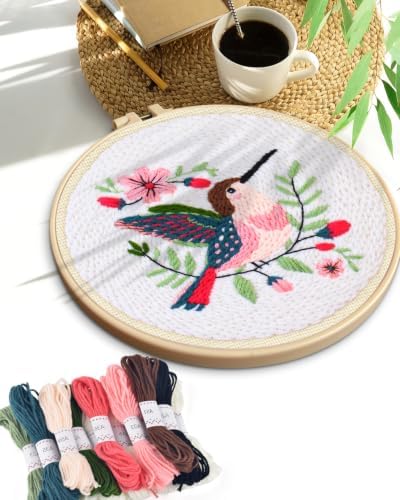 TINDTOP Punch Needle Embroidery Kits, Panda Punch Needle Kits for Adults Beginner, Tool with Punch Needle Fabric, Hoops, Yarns and Sewing Needles (Set D) - Image 7