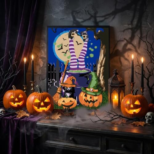 TCDZMYGS Halloween Paint by Numbers Kit for Adults-Witch,with Frame 10x12In - Image 7
