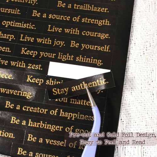 48 Sheets Quote Words and Sayings with Bible Verses Journaling Stickers Books for Junk Journal Supplies, 1692Pcs Gold Foil Transparent PET Stickers for Scrapbooking, Bujo, Card Making - Image 7