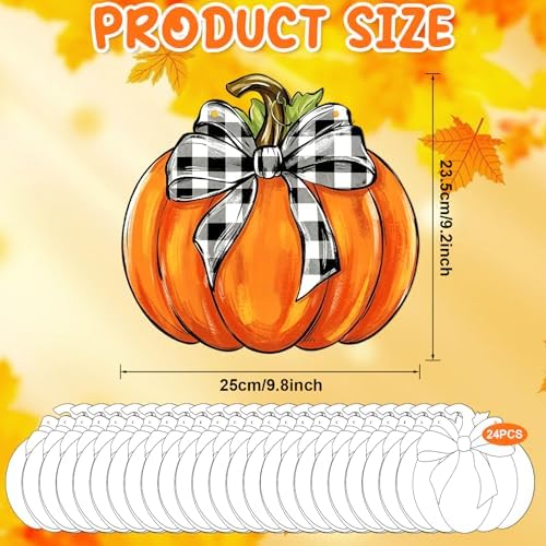 24 Pcs Fall Coloring Wreath Crafts Color Your Own Fall Crafts, Pumpkin - Image 2