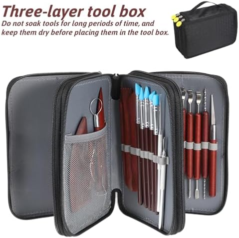 42 Pcs Pottery Tools Pottery Sculpting Tool, Potterys Kit, Clay Sculpting Tools, Ceramics Tool Set with Carrying Case Bag and Apron, for Potterys Wheel, DIY Arts and Crafts - Image 5