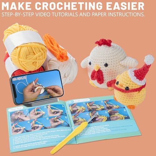 EOKPHULL Crochet Kit for Beginners, Easy DIY Crochet & Knitting Kit for Adults with Step-by-Step Video Tutorials, Yarns, Stuffing, Crochet Hook and Accessories, Crochet Craft Set - Image 2