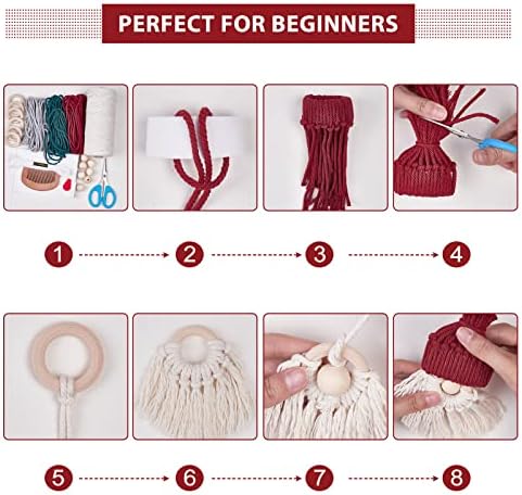 FREEBLOSS 6 Set DIY Macrame Christmas Gnomes Santa Claus Kit - Image 4