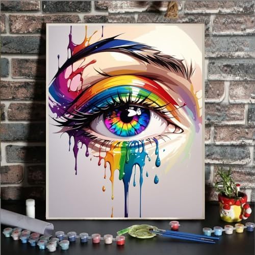 ldazao Colorful Eye Paint By Numbers Kit for Adults DIY Color Adult Paint By Number Kits Acrylic Canvas Painting Kit for Beginner Oil Painting Kits for Gift Home Wall Decor 16x20 Inch - Image 3