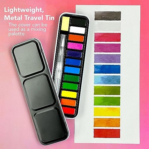 ArtSkills Travel Watercolor Kit, Watercolor Paint Set with Water Brush - Image 3