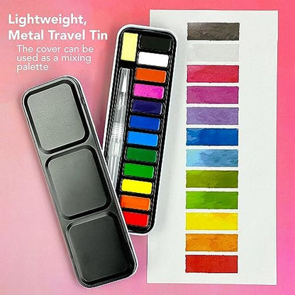 ArtSkills Travel Watercolor Kit, Watercolor Paint Set with Water Brush - Image 3