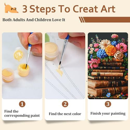 Reivworl Book Paint by Numbers Kit for Adults Beginners, Flowers Paint by Numbers, Adult Paint by Number Kits for Gifts and Home Wall Decor 16x20 Inch - Image 7