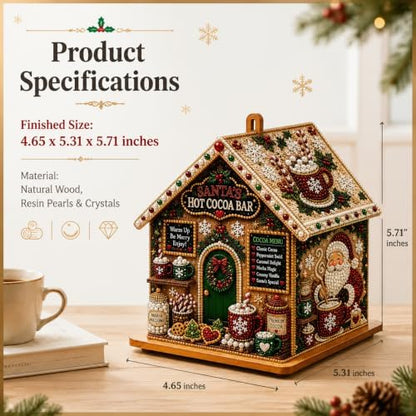 3D Christmas Wooden House Pearl Diamond Painting Kits for Adults, Beginners - Image 6