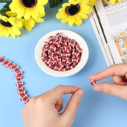 EVERMARKET 100pcs Football Beads Rubgy Polymer Clay Football Softball Beads Charms Rugby Ball Spacer DIY Sports Bead for Necklace Bracelet Handmade Jewelry Making Accessories Supplies - Image 3