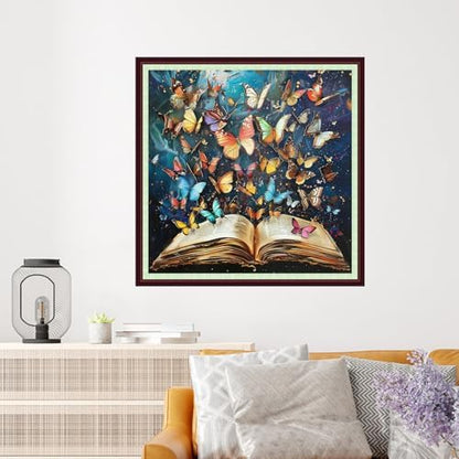 Dooxvey Cross Stitch Kits for Adults Beginners,Full Range of Cross-Stitch Stamped Kits Needlepoint Kits for Beginners Embroidery Kits 11CT Cross Stitch Patterns-Colorful Butterfly Book 18x18 inch - Image 2