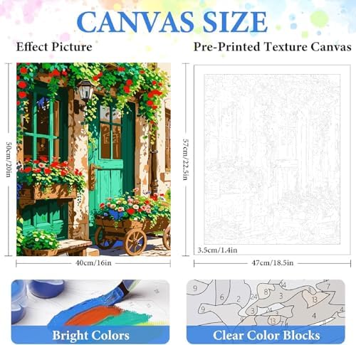 Landscape Paint by Numbers Kit for Adults Beginner,Flowers House,16x20" - Image 2