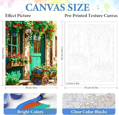 Landscape Paint by Numbers Kit for Adults Beginner,Flowers House,16x20" - Image 2