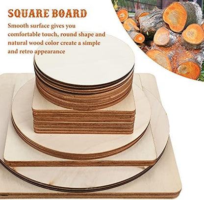 Nuanchu 32 Pcs Unfinished Wood Circles Squares 3 Sizes Christmas - Image 4