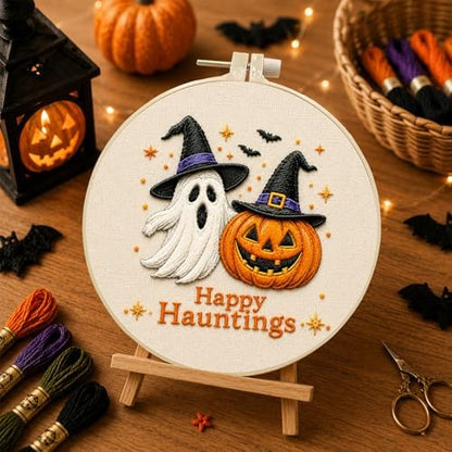 DIYDeligths Halloween Embroidery Kit for Beginners Adults Hand Needlepoint Craft Complete Featuring Pre Printed Pattern 7.87in Hoop Needles Threads and Guide for Craft Lovers (Ghost) - Image 7