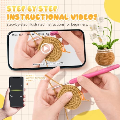 Crochet Kit for Beginners, Crochet Plant Kit,Knitting Kit (Bell Orchid) - Image 2