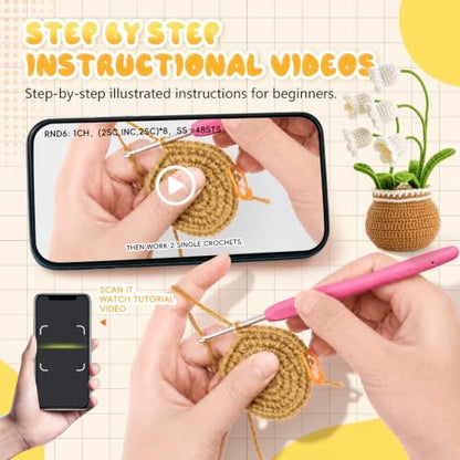 Crochet Kit for Beginners, Crochet Plant Kit,Knitting Kit (Bell Orchid) - Image 2