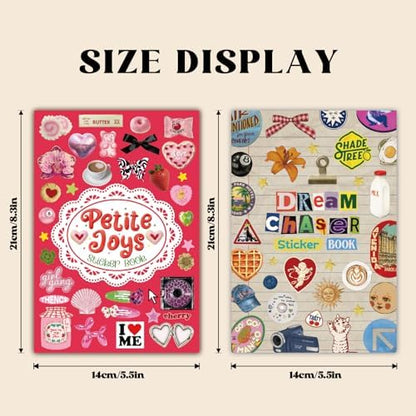 PRSTINCOL Vintage Sweetheart 2 in 1 Sticker Book Set, Includes Vintage and Sweetheart Each 30 Pages of Ephemera Stickers, Aesthetic Junk Journaling Supplies for Scrapbooking Adults,8.3 by 5.5 Inches - Image 4