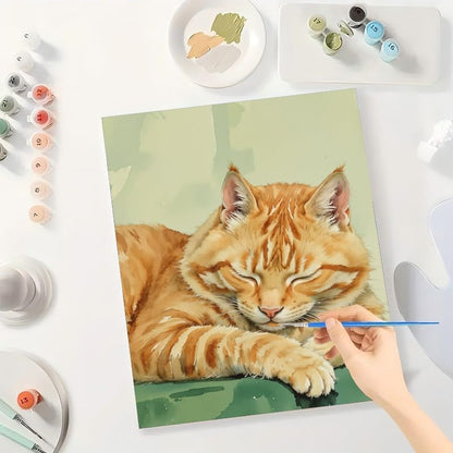 TAOPAOLAB Cat Paint by Numbers Kit for Adults - DIY Sleeping Orange Tabby Painting on Canvas 16x20In, Acrylic Paint Set, Suitable for Beginners, Animal Art for Home Decoration or Gifts - Image 3
