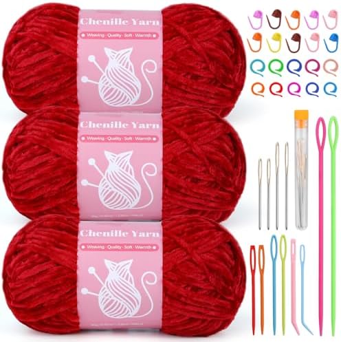 LUNARM Chenille Yarn for Crochet Knitting Chunky Blanket Velvet Yarn by Lunarm