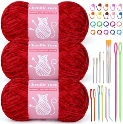 LUNARM Chenille Yarn for Crochet Knitting Chunky Blanket Velvet Yarn by Lunarm