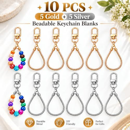 10PCS Beadable Keychain Bars Mixed Color Chain Keychains Key Chain Making Kit - Image 2