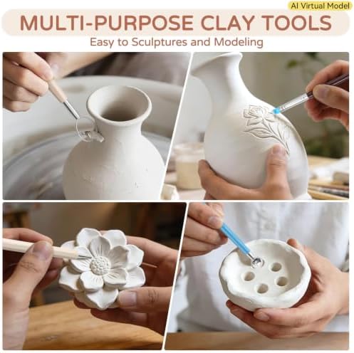 VIBRATITE 10LB Air Dry Clay with 40PCS Pottery Tools, White Modeling Clay - Image 5
