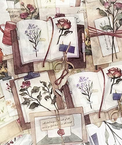 Vintage Pink Rose Scrapbook Stickers, 40Pcs Decorative Retro Adhesive Watercolor Aesthetic for Craft Art Bullet Junk Journal DIY Paper Planner Notebook Collage Album - Image 3