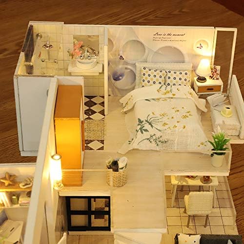 GuDoQi DIY Miniature Dollhouse Kit with Furniture, Tiny House kit 1:24 Scale, Need to Assemble Around 30 Hours, Great Handmade Crafts Gift for Birthday, Christmas, Life House(No Dust Cover) - Image 5