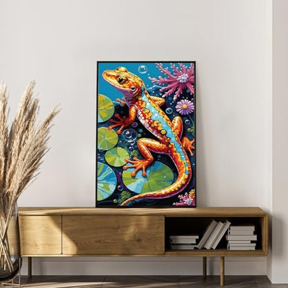 Framed Paint by Numbers Kit for Adults, Colorful Lizard Design 8x12 Inch - Image 3