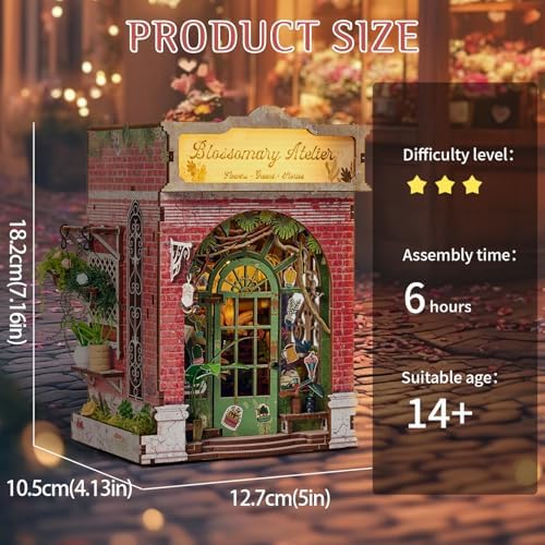 DIY Book Nook Kit, Miniature Dollhouse Bookshelf Insert with Light - Image 2