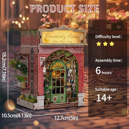 DIY Book Nook Kit, Miniature Dollhouse Bookshelf Insert with Light - Image 2
