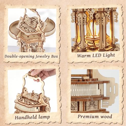 3D Wooden Puzzles for Adults, LED Light Lantern Building Model Kit - Image 3